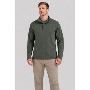 Free Fly Gridback Fleece Snap Pullover Mens Medium Olive Green Bamboo Performanc